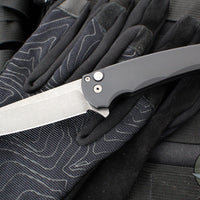 Protech Malibu Flipper- Reverse Tanto- Black Handle- Acid Wash Magnacut Blade 5401-AW