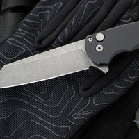 Protech Malibu Flipper- Reverse Tanto- Black Handle- Acid Wash Magnacut Blade 5401-AW