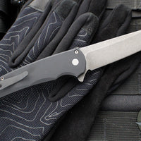 Protech Malibu Flipper- Reverse Tanto- Black Handle- Acid Wash Magnacut Blade 5401-AW