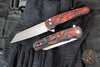 Protech Malibu Flipper- Reverse Tanto- Del Fuego Finished Handle- Black Lip Pearl Inlaid Button- Stonewash Magnacut Blade 5401-DF