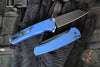 Protech Malibu Flipper- Reverse Tanto- Blue Handle- Black DLC Magnacut Blade 5403-BLUE