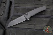 Protech Malibu Flipper- Reverse Tanto- Operator Series- Black Handle- Black DLC Magnacut Blade- Tritium Button Inlay 5403-OPER