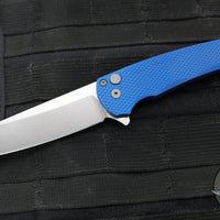Protech Malibu Flipper- Reverse Tanto- Blue Textured Handle- Stonewash Magnacut Blade 5405-BLUE
