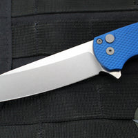 Protech Malibu Flipper- Reverse Tanto- Blue Textured Handle- Stonewash Magnacut Blade 5405-BLUE