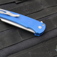 Protech Malibu Flipper- Reverse Tanto- Blue Textured Handle- Stonewash Magnacut Blade 5405-BLUE