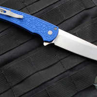 Protech Malibu Flipper- Reverse Tanto- Blue 1999 Nexus Pattern Handle- Stonewash Magnacut Blade 5405-BLUE NEXUS