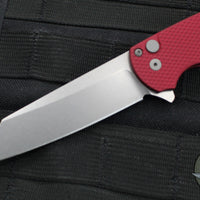 Protech Malibu Flipper- Reverse Tanto- Textured Red Handle- Stonewash Magnacut Blade 5405-RED