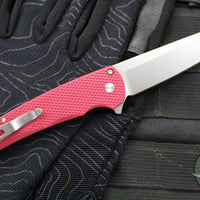 Protech Malibu Flipper- Reverse Tanto- Textured Red Handle- Stonewash Magnacut Blade- Gold Lip Pearl Button 5405 LTD-RED