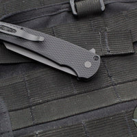 Protech Malibu Flipper- Reverse Tanto- Black Textured Handle- Black DLC Magnacut Blade 5406