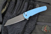 Protech Malibu Flipper- Reverse Tanto- Blue Battleworn Dragon Scale Handle- Black DLC Magnacut Blade- MOP Button 5436-BW BLUE LTD