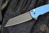 Protech Malibu Flipper- Reverse Tanto- Blue Battleworn Dragon Scale Handle- Black DLC Magnacut Blade- MOP Button 5436-BW BLUE LTD