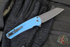 Protech Malibu Flipper- Reverse Tanto- Blue Battleworn Dragon Scale Handle- Black DLC Magnacut Blade- MOP Button 5436-BW BLUE LTD