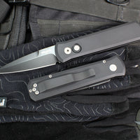 Protech Godson Out The Side Auto (OTS)- Black Handle- Black DLC Washed Blade 721-DLCW