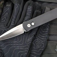Protech Godson Out The Side Auto (OTS)- Black Handle- Satin Blade- Pearl Button 721-MOP