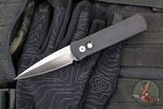 Protech Godson Out The Side Auto (OTS)- Black Handle- Satin Blade- Pearl Button 721-MOP