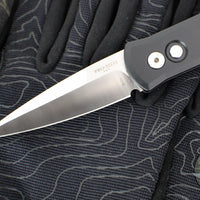 Protech Godson Out The Side Auto (OTS)- Black Handle- Satin Blade- Pearl Button 721-MOP