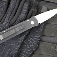 Protech Godson Out The Side Auto (OTS)- Black Handle- Satin Blade- Pearl Button 721-MOP