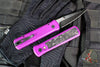 Protech- Godson Out The Side Auto (OTS)- Purple Aluminum Handle- Marble Carbon Fiber Inlay- Black DLC Wash Blade- Black Lip Pearl Button 7211-Marble CF Purple DLCW