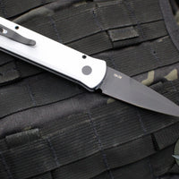 Protech Godson Out The Side Auto (OTS)- Grey Handle- Black G-10 Inlay- Black DLC Blade 756