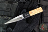 Protech Godfather Out The Side (OTS) Knife- Black Handle- Maple Wood Inlay- Satin Blade 906-Satin