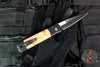 Protech Godfather Out The Side (OTS) Knife- Black Handle- Maple Wood Inlay- Satin Blade 906-Satin