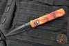 Protech Godfather Out The Side (OTS) Knife- "Del Fuego" Custom Finish- Black DLC Blade- MOP Inlaid Button 921-DF2
