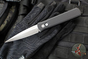 Protech Godfather Out The Side (OTS) Knife- Black Handle- Satin Blade- Mother Of Pearl Button 921-MOP
