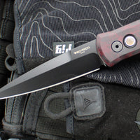 Protech Godfather Out The Side (OTS) Knife- Southern Edges Exclusive-Red Haze Custom Finish- Black DLC Blade- BLP Inlaid Button 921-RED HAZE
