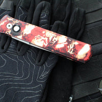 Protech Godfather Out The Side (OTS) Knife- Crimson Tiger Camo Anodized Handle- Satin Blade 921-SATIN CTC