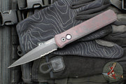 Protech Godfather Out The Side (OTS) Knife- Southern Edges Exclusive- Red Haze Custom Finish- Black DLC Part Serrated Edge Blade- BLP Inlaid Button 921 PS-RED HAZE