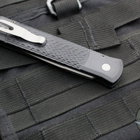 Protech Godfather Out The Side (OTS) Knife- Jigged Black Handle- Blasted Blade And HW-Deep Carry Clip 924