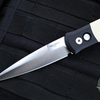 Protech Godfather Black And Ivory Micarta Tuxedo Out The Side (OTS) Knife Satin Blade 951