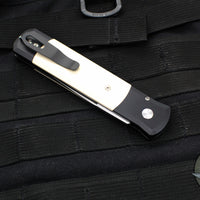 Protech Godfather Black And Ivory Micarta Tuxedo Out The Side (OTS) Knife Satin Blade 951