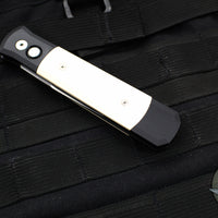 Protech Godfather Black And Ivory Micarta Tuxedo Out The Side (OTS) Knife Satin Blade 951