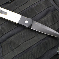 Protech Godfather Black And Ivory Micarta Tuxedo Out The Side (OTS) Knife DLC Black Blade 952