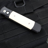 Protech Godfather Black And Ivory Micarta Tuxedo Out The Side (OTS) Knife DLC Black Blade 952