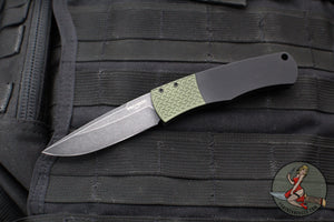 Protech Magic "Whiskers" Out The Side (OTS) Auto- Hidden Bolster Release Knife- Black Body- Green Textured Bolster- Black DLC Wash Blade BR-1.7 LTD-GREEN DLCW