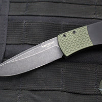 Protech Magic "Whiskers" Out The Side (OTS) Auto- Hidden Bolster Release Knife- Black Body- Green Textured Bolster- Black DLC Wash Blade BR-1.7 LTD-GREEN DLCW