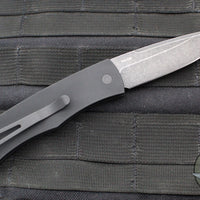 Protech Magic "Whiskers" Out The Side (OTS) Auto- Hidden Bolster Release Knife- Black Body- Green Textured Bolster- Black DLC Wash Blade BR-1.7 LTD-GREEN DLCW