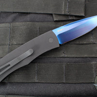 Protech Magic "Whiskers" Out The Side (OTS) Auto- Hidden Bolster Release Knife- Black Body- Textured Bolster- Sapphire Blue Blade BR-1 SB