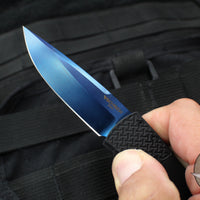 Protech Magic "Whiskers" Out The Side (OTS) Auto- Hidden Bolster Release Knife- Black Body- Textured Bolster- Sapphire Blue Blade BR-1 SB