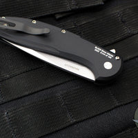 Protech Cambria Flipper- Black Aluminum Handle- TechnoCarbo Teal Inlay- Stonewash Magnacut Blade- Black Lip Pearl Button BSA25.Cambria.1