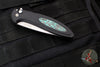 Protech Cambria Flipper- Black Aluminum Handle- TechnoCarbo Teal Inlay- Stonewash Magnacut Blade- Black Lip Pearl Button BSA25.Cambria.1