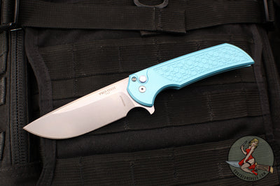 Protech Mordax Flipper- BLADE SHOW 2025- Turquoise Gridlock Textured Handle- Stonewash Magnacut Blade- Pearl Button BSA25.Mordax.1
