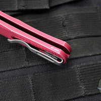 Protech Malibu Flipper- Reverse Tanto-  Battleworn Red Dragon Scale Patterned Handle- Acidwash Magnacut Finished Blade- Black Lip Pearl Button BSA25.MALIBU.1