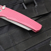 Protech Malibu Flipper- Reverse Tanto-  Battleworn Red Dragon Scale Patterned Handle- Acidwash Magnacut Finished Blade- Black Lip Pearl Button BSA25.MALIBU.1