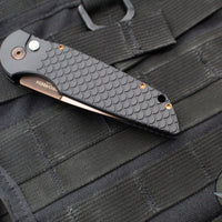 Protech TR-3 Tactical Response 3 Out The Side (OTS) Auto Knife- Blade Show 2025- Black Fish Scale Handle- Zirconium Nitride "Antique PVD" Finished Magnacut Blade- BLP Button BSA25.TR-3.1