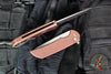 Protech Mordax Flipper- BLADE SHOW 2026- Brown Finished Handle- Stonewash Magnacut Blade- White Pearl Button BSA26.Mordax.1