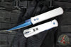 Protech Godfather Out The Side (OTS) Knife- Satin Finished Silver Aluminum Handle- Sapphire Blue PVD Finished Blade And HW BSA26.GODFATHER.2