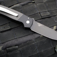Protech Auto Terzuola ATCF Out The Side (OTS) Auto Knife- Black Handle with CF Inlays- Black DLC Magnacut Steel Blade BT2705